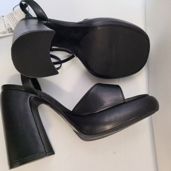 ZARA HIGH-HEEL PLATFORM SANDALS BLACK SIZE 6.5 | 3307/110 - Picture 13 of 13